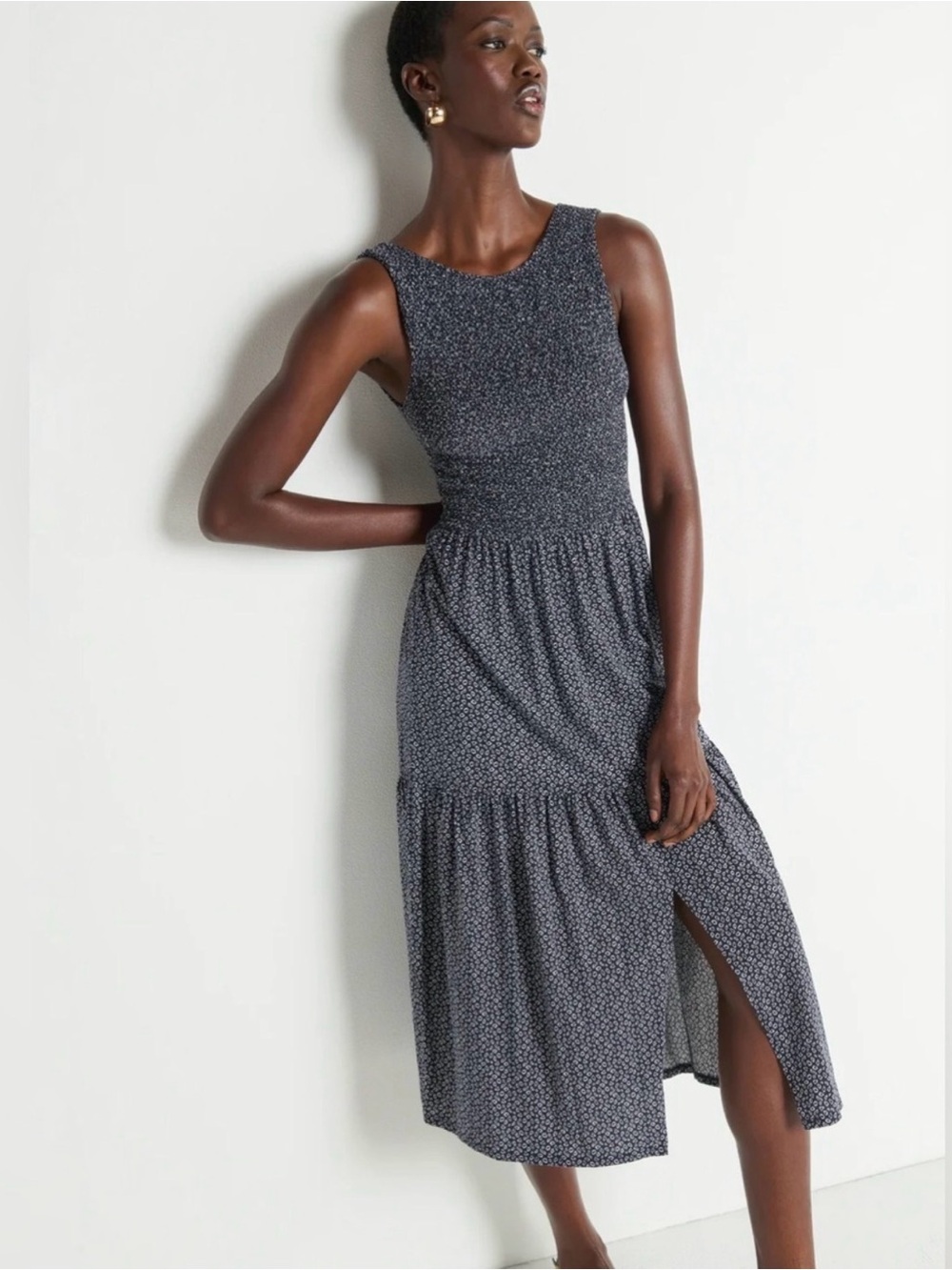 NWT Anthropologie Nation Los Angeles Smocked-Waist Midi Dress